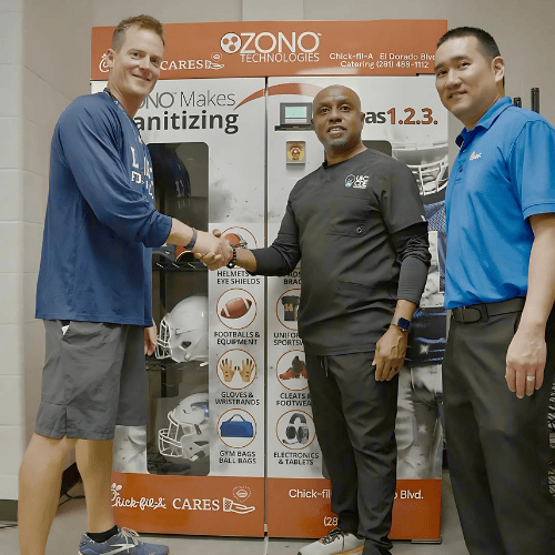Ozono Technologies team at professional trade show displaying sanitization expertise and industry presence