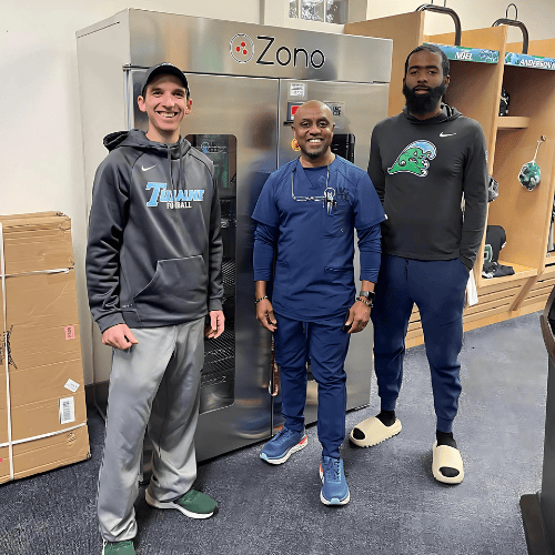 Ozono chamber with athletes, coaches, and medical experts who built the system